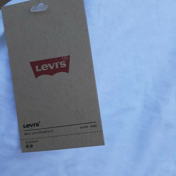 Levi's Logo Spell Out T-Shirt White with Red Screen Print Short Sleeve 2XL - Picture 4 of 5